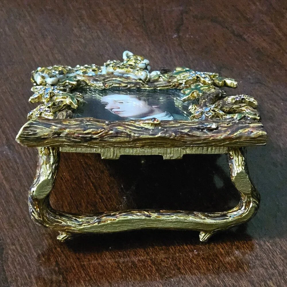 STUNNING RARE JAY STRONGWATER LEOAPARD JUNGLE SAFARI FLOWER CRYSTAL ENAMEL FRAME
